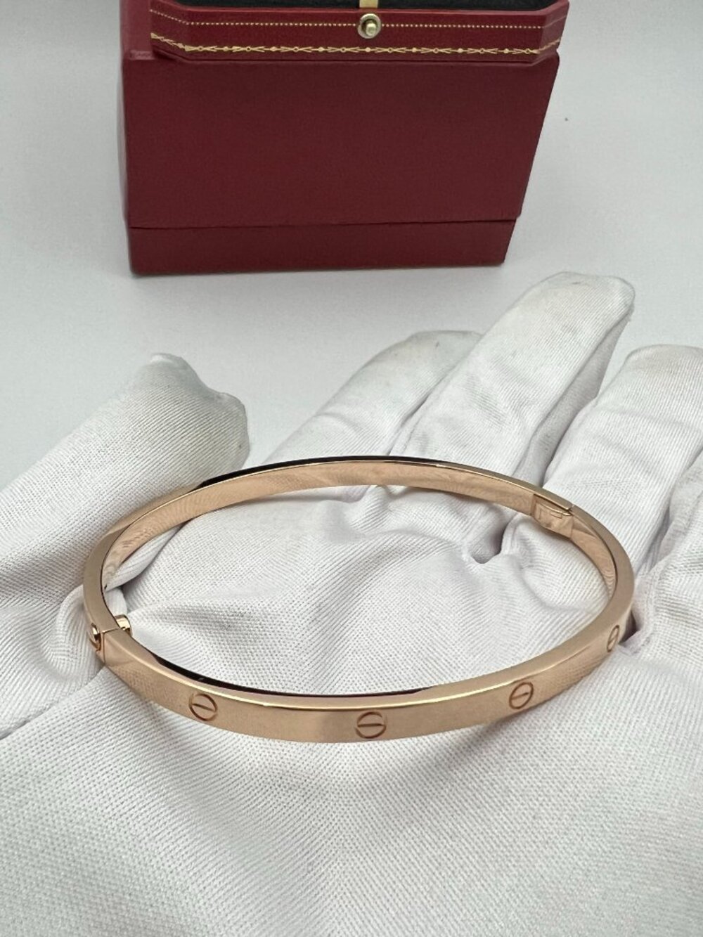 Authentic Cartier LOVE Bracelet Small Model 18K Rose Gold Size 17 Full Set - Picture 7 of 11